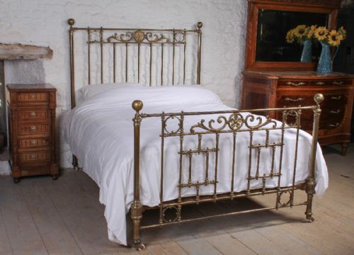 Lovely Original Naturally Aged Victorian King Size 5ft All Brass Bed