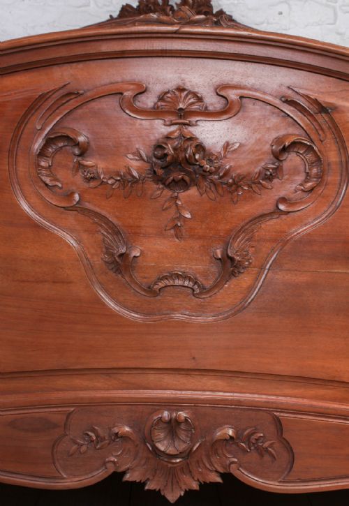 fig 1. Pretty solid walnut carved 5Ft kingsize Louis XV style bed