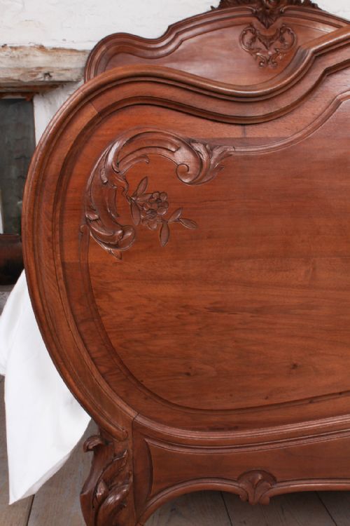 fig 2. Pretty solid walnut carved 5Ft kingsize Louis XV style bed