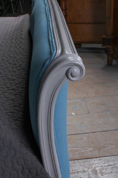 fig 1. Newly painted and upholstered king size 5Ft French Lit bateau style bed