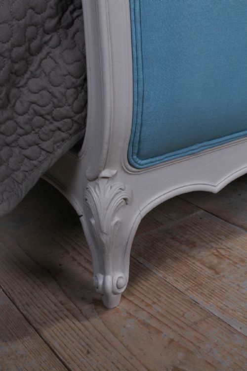 fig 2. Newly painted and upholstered king size 5Ft French Lit bateau style bed