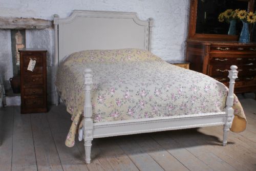 Lovely Carved Painted Low End French King Size Bed