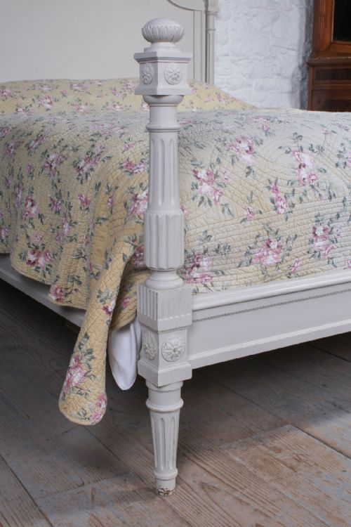 fig 1. Lovely carved painted low end French king size bed
