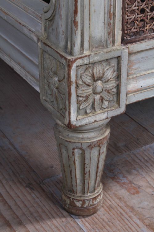 fig 2. Simple attractive French caned European king size bed with eau de nil paintwork