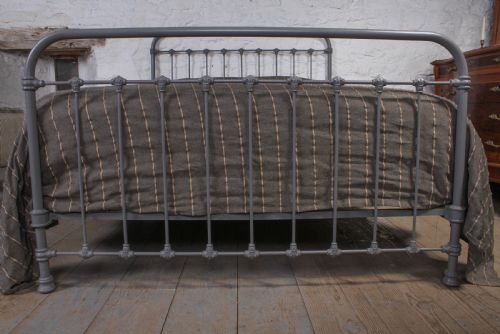 fig 1. Very Attractive Simple French All Iron Bedstead with Fleurs de Lys detail decorative castings