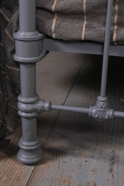 fig 2. Very Attractive Simple French All Iron Bedstead with Fleurs de Lys detail decorative castings