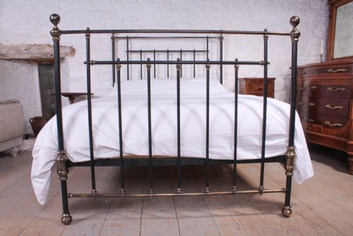 fig 3. Lovely classic Victorian black and aged brass double bed