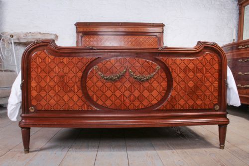 fig 1. Nice quality French mahogany and fruit wood king size bed