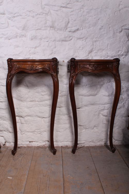 fig 1. Beautiful quality French walnut framed Louis XV style 5Ft king size bed with pair of matching bedsides
