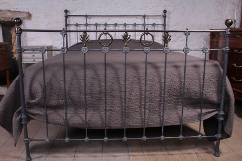 fig 1. Lovely individual classic Victorian iron and brass 5Ft king size bed 