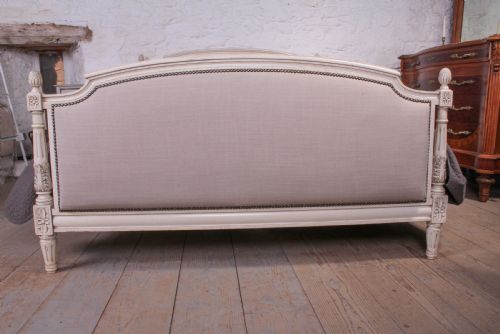 fig 1. Newly upholstered French 5Ft king size bed with fluted columns