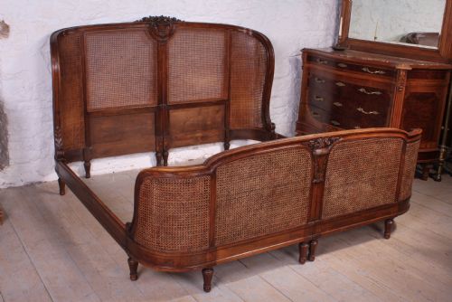 Fabulous Super King Size Plus Walnut  French Corbeille Caned Bed