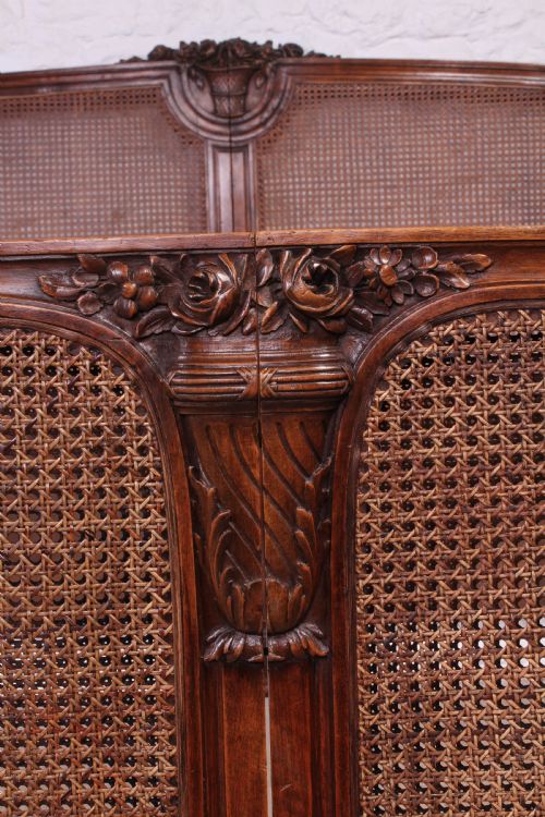 fig 2. Fabulous super king size plus walnut French corbeille caned bed