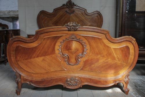 fig 1. Lovely carved  walnut Louis XV style king size.