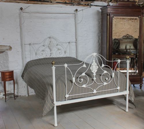 Pretty Victorian King Size White and Brass Half Tester