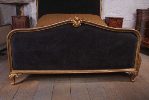 fig 1. Shabby chic gilded and upholstered Louis XV style boudoir king size plus bed