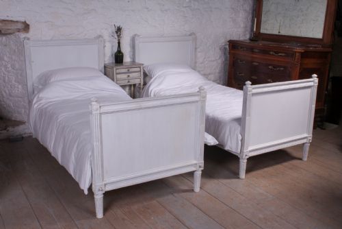 Pair of Single French Empire Style Painted Beds