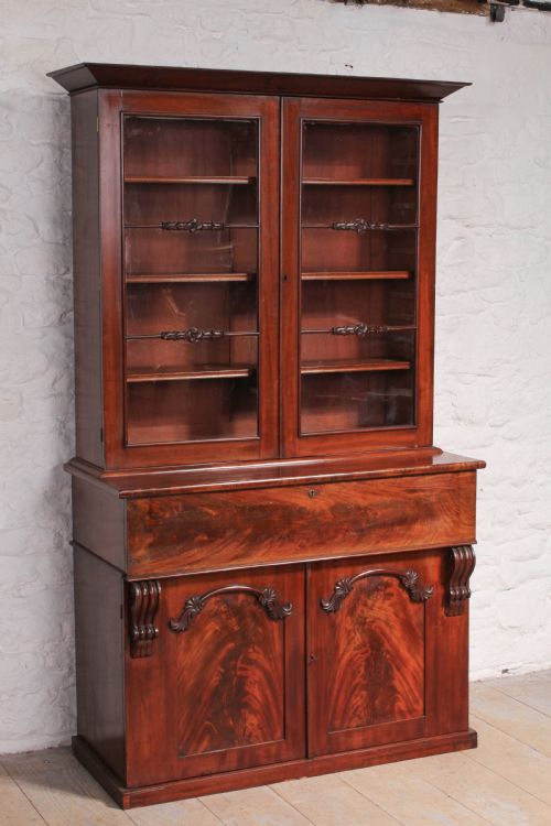 Flame Mahogany Secretaire Bookcase