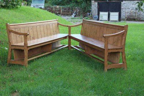 Pair of Victorian Pine Hall Benches