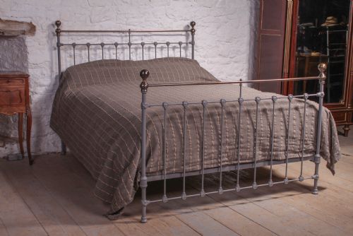 Classic Victorian Grey and Aged Brass Kingsize Bed