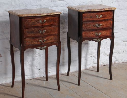 Pretty Pair of Three Drawer Bedside Tables