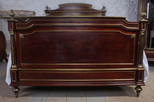 fig 1. Handsome French Empire style mahogany with brass details double bed