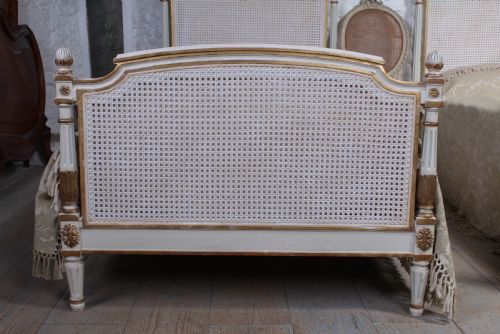 fig 2. Very pretty pair of French painted caned bergere beds