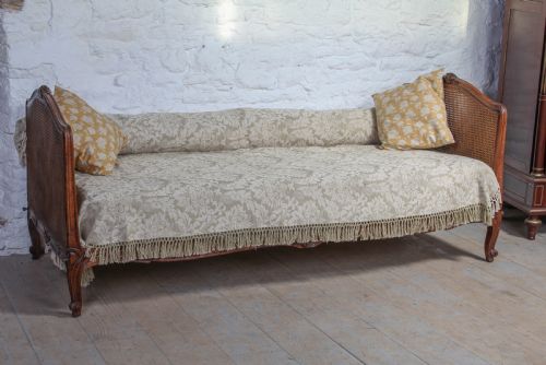 Attractive French Wooden Caned Single Day Bed