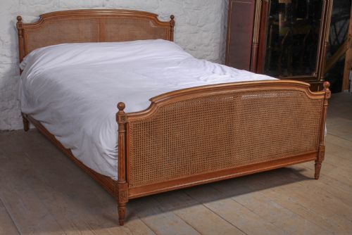 French Caned King Size Bed with Fluted Columns