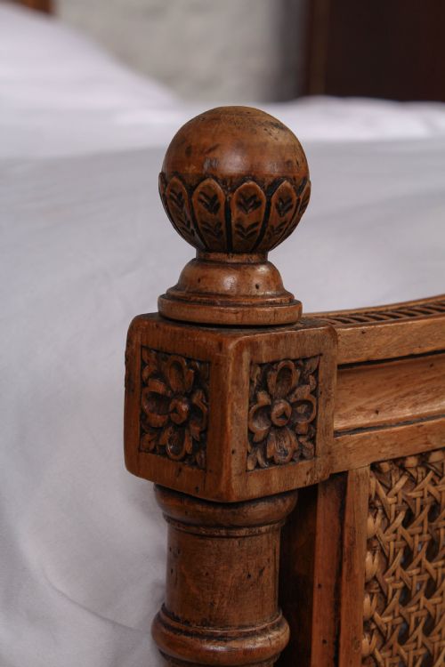 fig 1. French caned king size bed with fluted columns