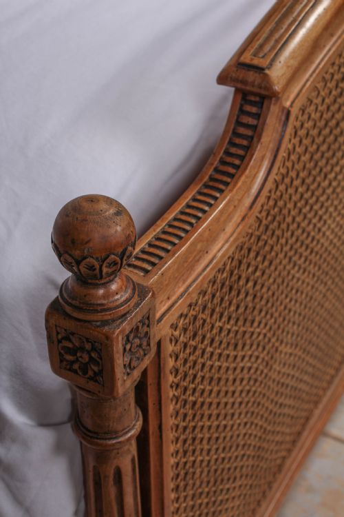 fig 2. French caned king size bed with fluted columns