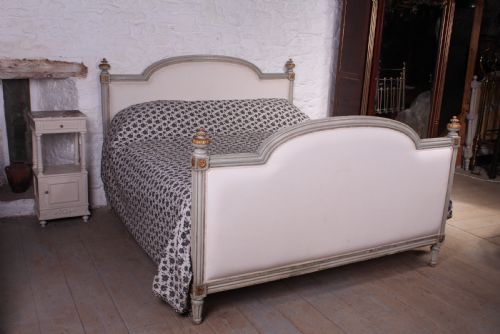 Super King Size French Upholstered 6ft Bed with Original Gilded Paint Work