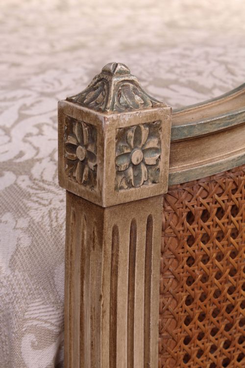 fig 1. Original painted frame French caned bed
