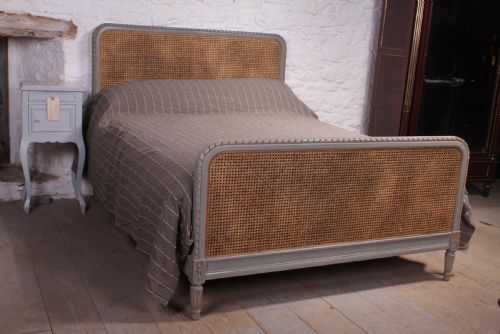 Attractive Simple French Caned and Carved Bed 5ft King Size Bed