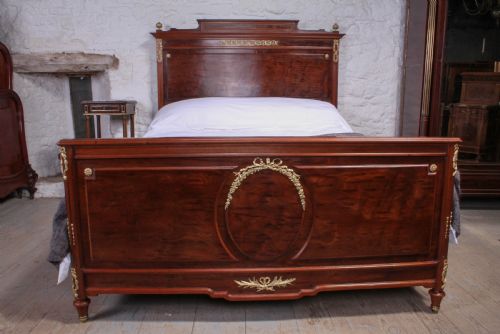 fig 1. Spectacular French burr walnut king size 5Ft bed with ormalu 