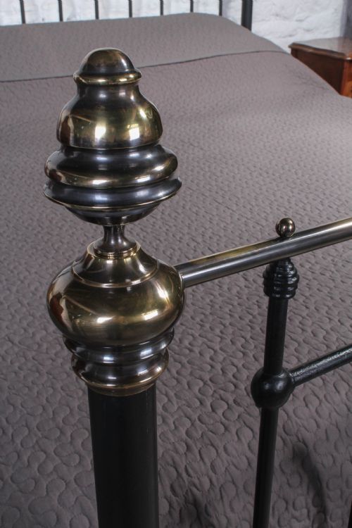 fig 1. Handsome 6Ft super king size Victorian classic black and aged brass bed