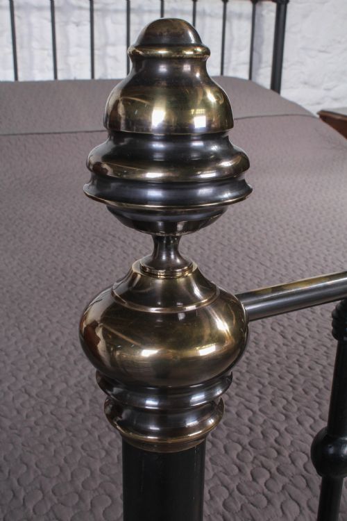 fig 2. Handsome 6Ft super king size Victorian classic black and aged brass bed