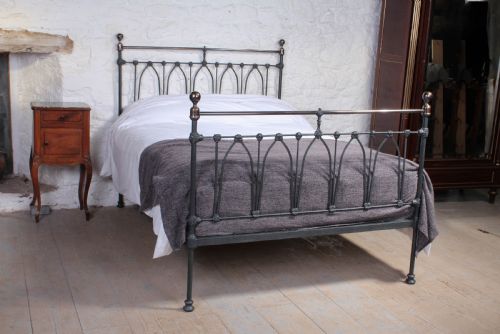 Rare and Individual Victorian Black and Brass Double Bed.