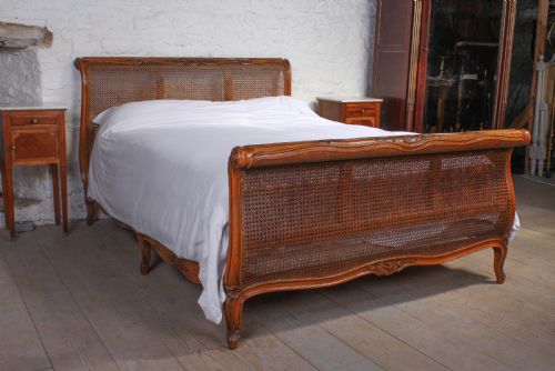 Beautiful French Caned Berger King Size Lit Bateau