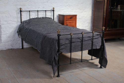 Simple Attractive Edwardian Black and Brass Single Bed