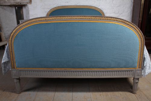 fig 1. Attractive French upholstered king size bed with original gilded paint