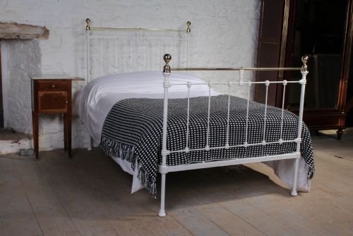 Pretty Three Quarter Queen Size Victorian Brass and Iron Bed