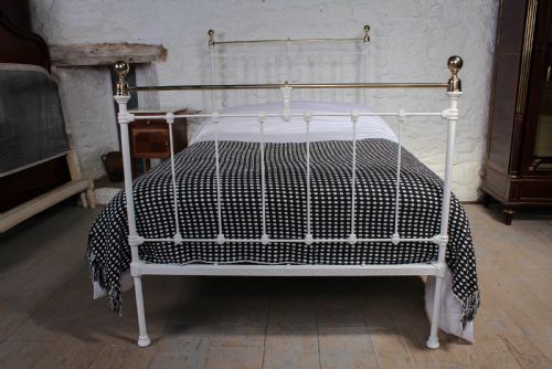 fig 1. Pretty three quarter queen size Victorian brass and iron bed