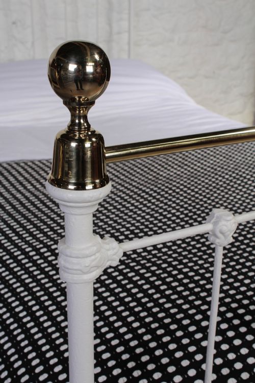 fig 2. Pretty three quarter queen size Victorian brass and iron bed