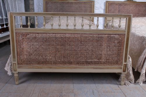 fig 1. Pretty pair of French meter wide caned gilded beds