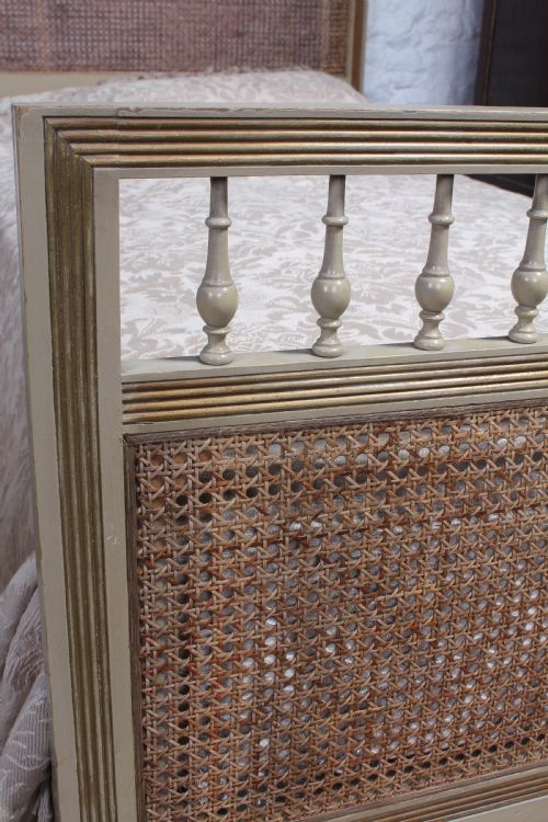 fig 3. Pretty pair of French meter wide caned gilded beds