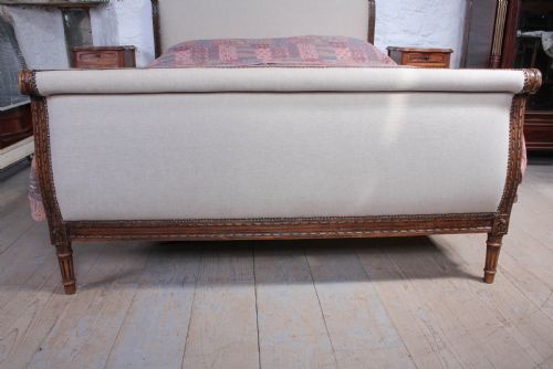 fig 1. Elegant French oak upholstered king size sleigh bed