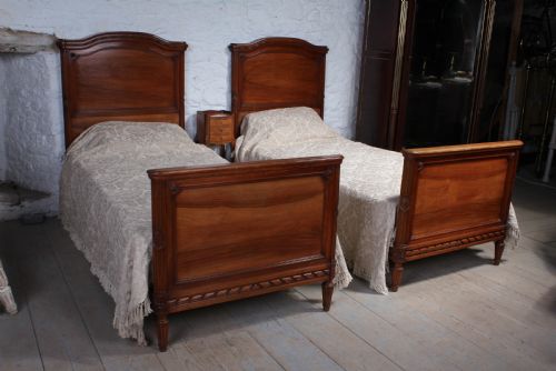 fig 1. Handsome pair of French Walnut single beds