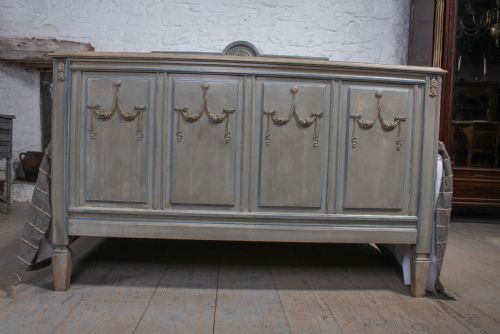 fig 1. Lovely original painted French queen size bed,bedside and chairs