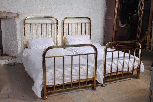 Attractive Pair of Simple French All Brass Single Beds